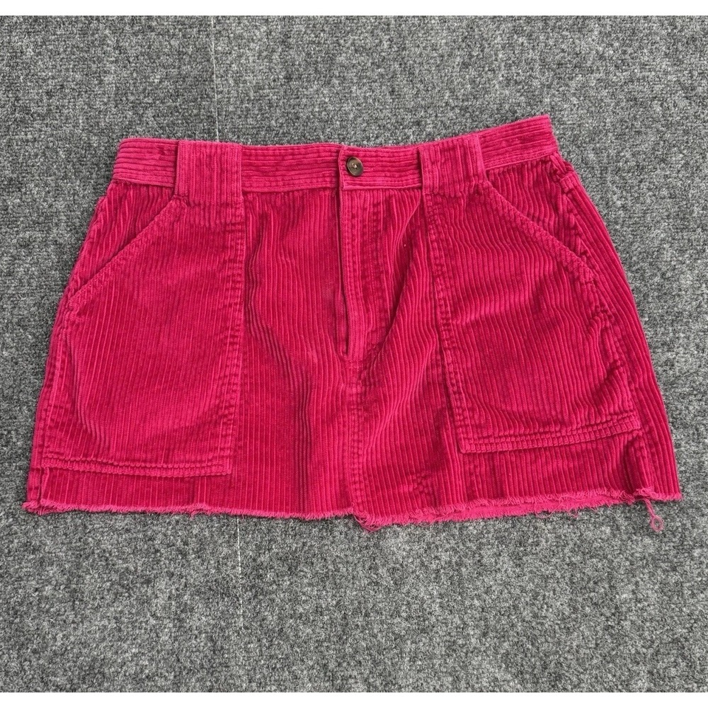 GAP Women's Mini Skirt Size 12 100% Cotton Corduroy‎ Cranberry Pink Frayed Y2K